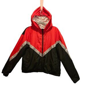 Areopostale windbreaker Mens L hooded casual outdoor Beachy coastal hipster red